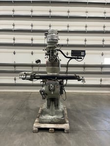 Bridgeport Step Pulley vertical knee mill, 9" x42"table, 1 HP, 2-Axis DRC digital read out, power feed on X