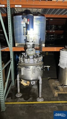 20 gallon DeDietrich #CTJ20-Optimix, Glass Lined Reactor, 150/115# @500°F, Lens agitator, 2005