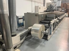 Nilpeter #FA-4, narrow web printing press, 8 colors, automatic register, Corona device, 16.5"material width