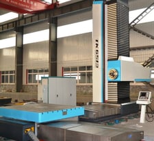 6.3" D-F #TK6516A, CNC horizontal boring mill, tbl.type, 137" cross, 10' vert, milling ram, 44000# rotary tbl