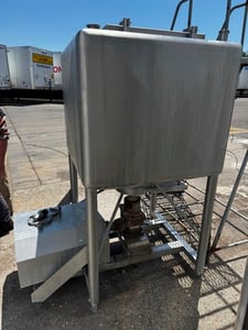 200 gallon APV Crepaco, Stainless steel liquidifier tank, single wall, rectangle tank, top hinged lid
