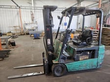 3700 lb. Mitsubishi #FB20NT-AC, electric forklift w/ charger, 188" lift height, shide shift, 42" forks