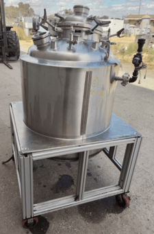 100 gallon Precision Stainless, 316L Stainless Steel tank, jacketed, agitated, 45 psi, 30" dia x 36" straight