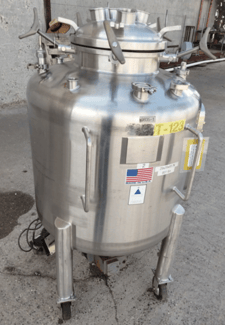 106 gallon Precision Stainless, 400 liter 316L Stainless Steel tank, 30 psi, 36" dia x 30" straivght side
