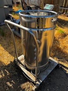 55 gallon Bolz, 211 liter 316L Stainless Steel tank, portable, 20" dia. x 24" straight side, dish top &