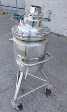 13 gallon 50 liter Stainless steel tank, jacketed, dish top & bottom, portable on casters, 1996