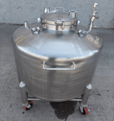 198 gallon Lee, 750 liter 316 Stainless Steel tank, internal coil, 30 psi, 44" dia. x 20" straight side, 1995