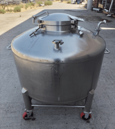 198 gallon Lee, 750 liter 316 Stainless Steel tank, 30 psi, 44" dia. x 20" straight side, dish top & bottom