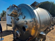 1320 gallon ADM Stainless, 5000 liter 316L Stainless Steel tank, jacketed, agitated, 100 psi40"dia. x 40"