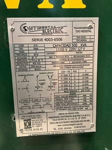 500 KVA 13200 Delta Primary, 220Y/127 Secondary, 3 phase, Padmount Transformer