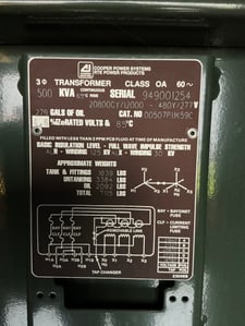 500 KVA 20800GY/12000 Primary, 480Y/277 Secondary, 3 phase, Padmount Transformer
