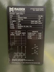 500 KVA 34500GY/19920 Primary, 208Y/120 Secondary, 3 phase, Padmount Transformer, Ready To Ship