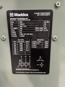 750 KVA 7200 Delta Primary, 480Y/277 Secondary, 3 phase, Padmount Transformer, Ready To Ship