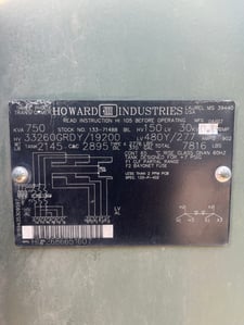 750 KVA 33260GY/19200 Primary, 480Y/277 Secondary, 3 phase, Padmount Transformer