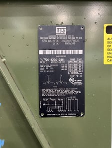 1750 KVA 34500GY/19920 Primary, 600Y/346 Secondary, 3 phase, Padmount Transformer