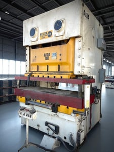 176 Ton, Aida #NC2-160(2), double crank gap frame press, 7.9" stroke, 3.9"adj., 79.5"x29.9"bed, 30-55 SPM