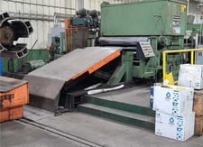 Bradbury, peeler table, 72" x 0.375" capacity, extending blade, 43" passline, 1989