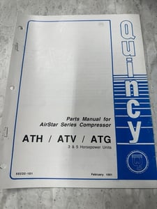 Original Quincy Airstar Series ATH/ATV/ATG Compressor Parts Manual 50232-101