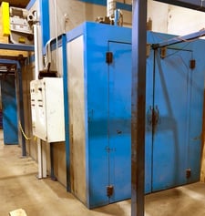 60" width x 96" H x 216" L Eaton Fabricating, 450°F gas fired walk in oven