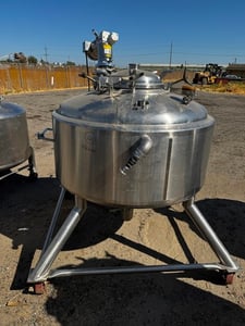 181 gallon Precision Stainless, 316L Stainless Steel tank, full vacuum, jacketed, agitated, 32 psi, 48" dia.
