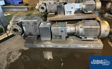 Waukesha #5070, Rotary Lobe Pump, Stainless Steel, 4" in/out, 15 HP, explosion proof, on base, 1750 RPM