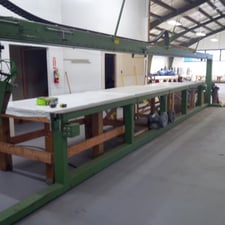 25' Hot air welder, Miller #Weldmaster-112SP, 750°C max, alignment lasers, 220 V., 1999