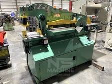 6" x 6" x 5/8" Piranha #P4, ironworker, 10" throat, 1-1/8" diameter x 1" plate punch capacity, 90 Ton, 10 HP