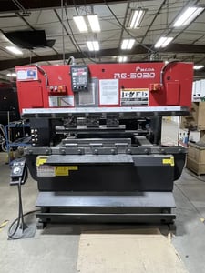 50 Ton, Amada #RG5020LD, hydraulic press brake, 6.5'OA, 59.9" between housing, 3.94"stroke, 15.76"throat