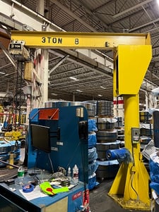 3 Ton, Coffing, jib crane, 12' arm length, 12' under beam height, 360&deg; rotation, manual rotate