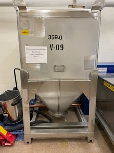 37 cu.ft., 316 Stainless Steel portable tote, 42" w x 42" l x 42" h (76"h i, forklift pockets