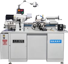 11" x 18" Sharp #1118H, tool room lathe, 6" swing over cross slide, inch/metric threads, 50-4000 RPM, 5 HP