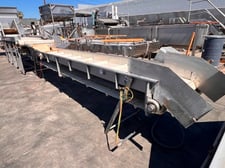 24" wide x 15.1' long, Sound Ocean Metal Fabricators, belt conveyor, product elevator, cleated belt