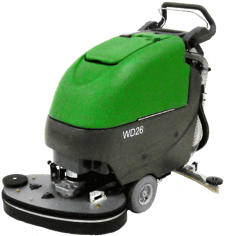 Bulldog #WD26, battery powered, walk-behind floor scrubber, 26" path, disk brushes, new