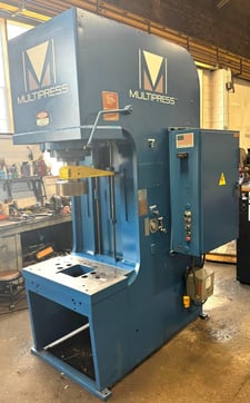 75 Ton, Multipress #FQ-75-30H, gap frame hydraulic press, 15" stroke, 30" daylight, 20" x 34" bed, 30 HP