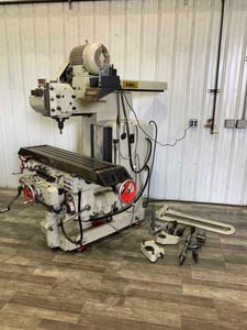 DoAll #FU-205, vertical/horizontal mill, 53-3/4" x 12" table, 2"-22" throat, Heidenhain 2-Axis digital read