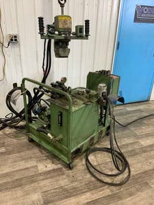 30 Ton, Franklin #F530X3, hydraulic C frame, 1" stroke, 3" throat, push button Control, portable on stand