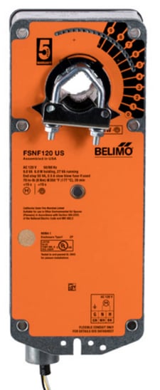 Belimo FSNF120 US Fire & Smoke Actuator, 70 in-lb 8 Nm Spring Return, AC 120 V