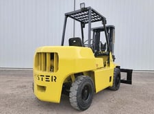 8000 lb. Hyster #H80XL, forklift, 171" lift height, Perkins 4 cyl diesel engine, solid tires, 3-mast