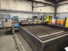 Esab #Saber-3000, CNC plasma table, 11' x 11' water table, M2 200i power supply & torch