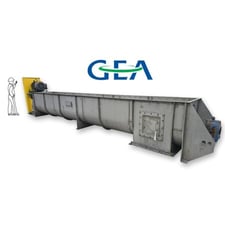 Gea, continuous Stainless Steel heavy duty industrial paddle mixer, 36" W x 20' L, 36" squaring flange, 575