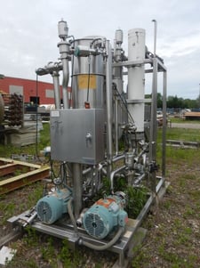 CIP Solution Heater Skid Mounted System, (2) Tanks, (2) Pumps w/10 HP motor, 150 PSI @300°F Shell and Tube
