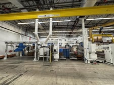 Catbridge #324, 72" wide turret rewinder with integrated unwind & laminator system, 2023