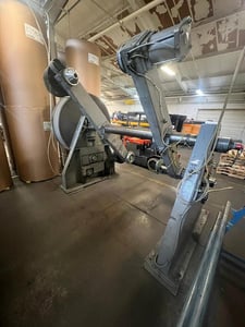 Turreted unwind stand, shaftless floor pick up, 50' wide, 72" dia., disc air brakes