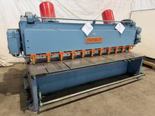 3/8" x 10' Cincinnati #2510, mechanical squaring shear, 18" throat, 36" front operated power back gauge, 128"