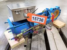 4" Newcon, knife gate valve, automated, 150 psi @ 200°F, threaded lug connection, unused