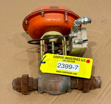 1-1/2" Fisher Controls #54-24588, 7-15 psi bench, Samson 765 positioner