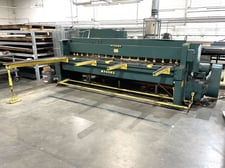 10 gauge x 10' Wysong #1010, shear, 24" rear operated manual back gauge, 5 HP, 60 SPM, 6' squaring arm, 1999