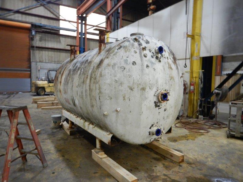 2500 gallon DeDietrich, Glass Lined Steel Tank, Horizontal, 77" diameter x 113" L, 30 psig @ 300 F Internal