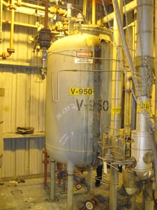 500 gallon Ceramic Coatings, Glass Lined Pressure Vessel, Vertical, HT-2008 Glass, 48" diameter x 60"