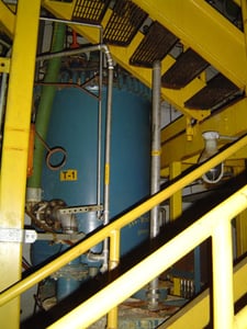 500 gallon Pfaudler, Glass Lined Tank, Vertical, 54" diameter x 56" straight side, 25 psi Internal, on legs